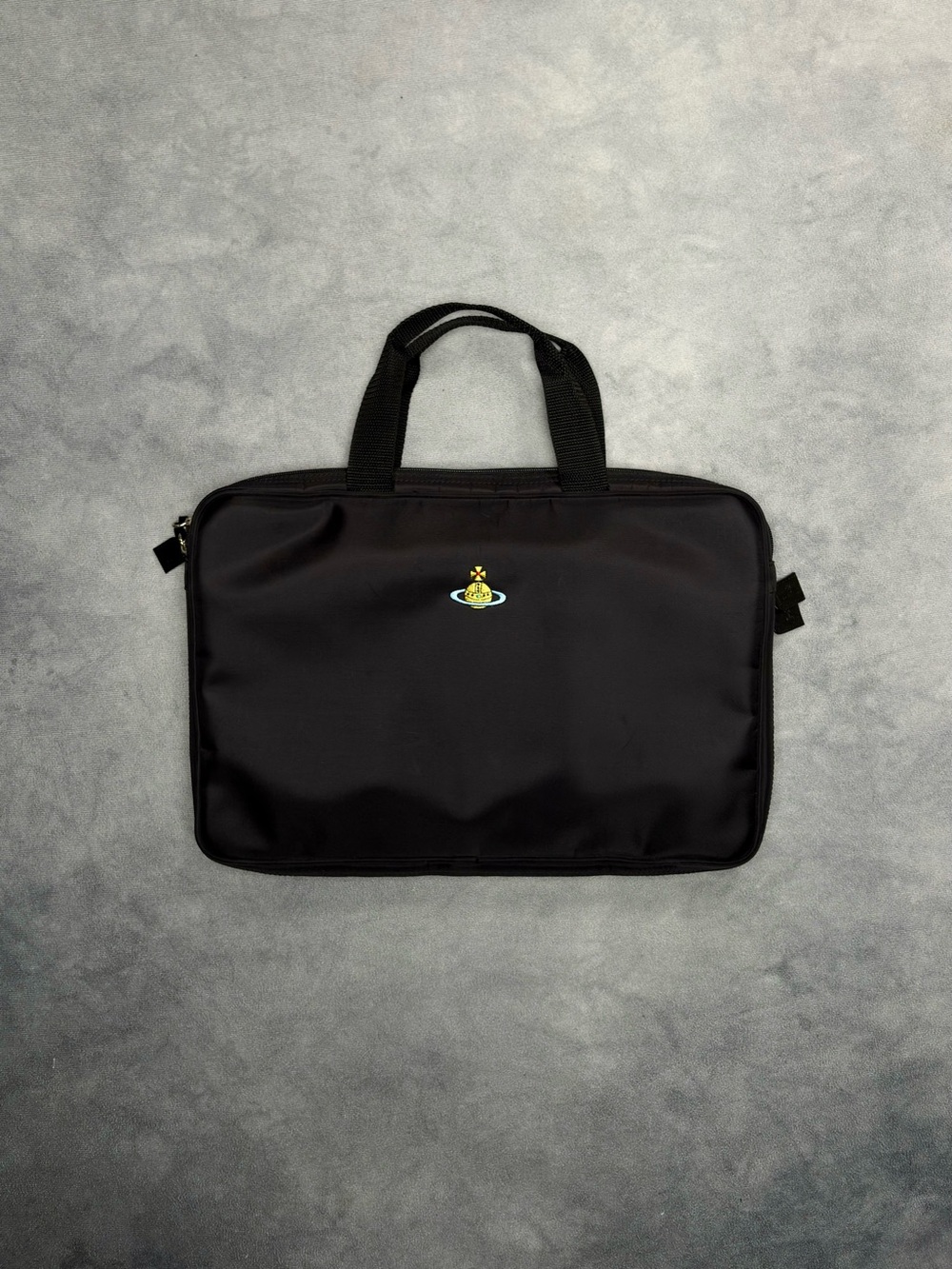 VIVIENNE WESTWOOD Vintage Orb Logo Y2K Luxury Archive Black Nylon Briefcase Bag